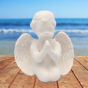 Ceramic Bisque Praying Cherub Figurine, Handmade Paintable Ceramic Kneeling Angel Statue, Ready to Paint, Angel Lover Gift, Angel Decor