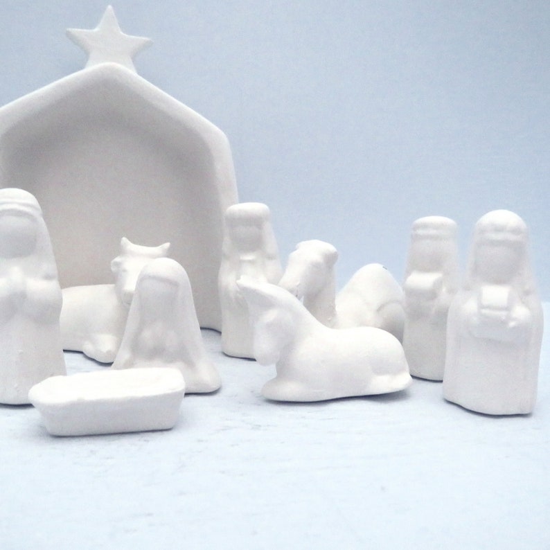 Handmade Ceramic Nativity Set / Ceramic Bisque / Ceramics to Etsy