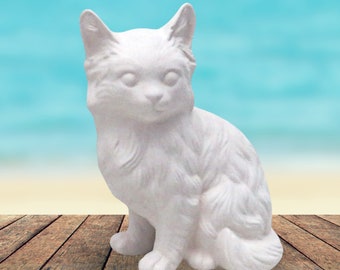 Unpainted Ceramic Bisque Cat Figurine, Sitting Cat Statue,  Bisqueware, Ceramics to Paint, Paintable Ceramics, Cat Lover Gift, Cat Decor