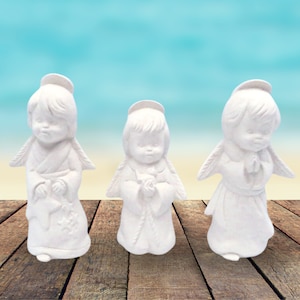 Handmade Unpainted Ceramic Angel Figurines, Ready to Paint Ceramic Statues, Angel Lover Decor, Angel Gift, Paintable Ceramics For Family Fun