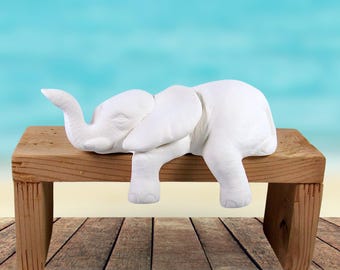 Unpainted Ceramic Bisque Elephant Figurine, Ready to Paint Elephant Decor, Ceramics to Paint, Handmade Paintable Ceramic Elephant Statue
