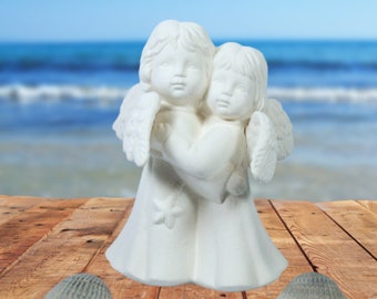 Bisqueware Hugging Angels / Paintable Ceramic Hugging Angels / Ready to Paint / Handmade  Ceramics to Paint / Angel Decor / Angel Lover Gift