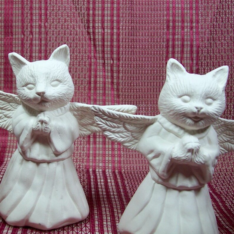 Katze Engel Engel Katzen Unbemalte Keramik Bisqueware | Etsy