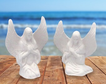 Handmade Ready to Paint Ceramic Angel Figurines, Paintabe Ceramic Angel Statues, Angel Gift, Angel Decor, Baptism Gift, Christening Gift