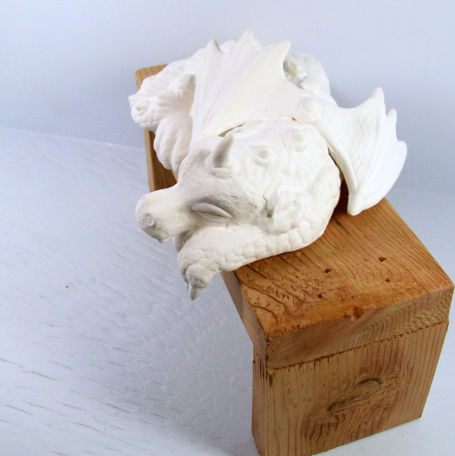 Unpainted Bisque Ceramic Dragon Statue / Dragon Figurine / Etsy