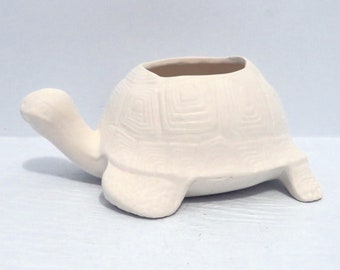 Handmade Ready to Paint Ceramic Turtle Succulent  Pot / Turtle Lover Gift / Turtle Decor / Unpainted Ceramic Turtle Planter