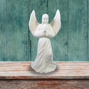 Handmade Ceramic Bisque Angel Figurine, Ready to Paint Ceramic Angel Statue to Paint, Paintable Praying Ceramic Angel for Angel Lover