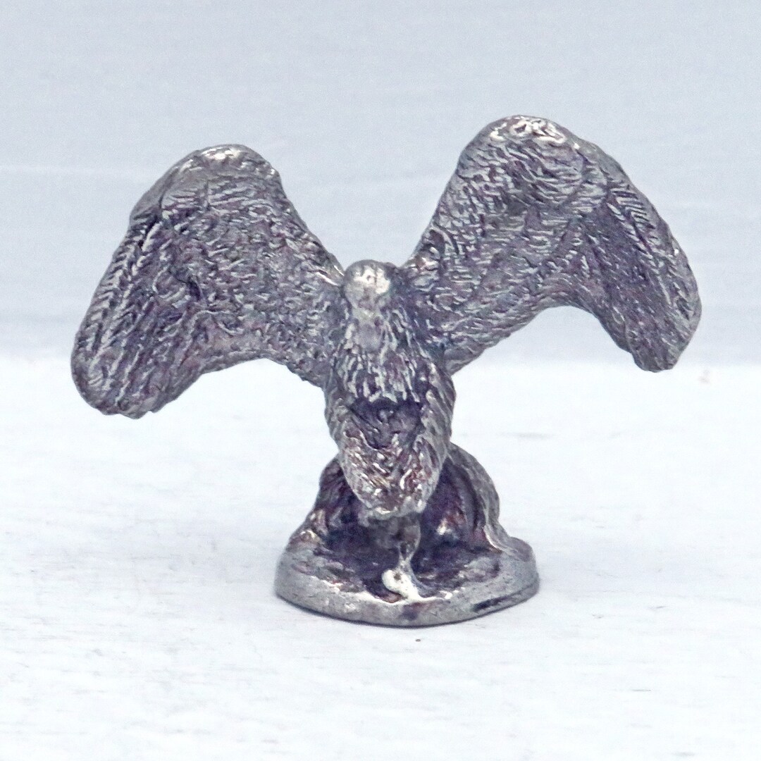 Vintage Pewter Eagle Figurine Miniature Pewter Eagle Statue Etsy