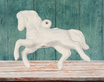 Handmade Paintable Ceramic Prancing Carousel Horse Figurine, Carousel Horse Ornament, Horse Lover Gift, Horse Decor