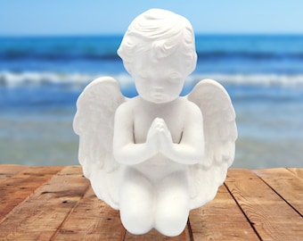 Large Handmade Ceramic Ready to Paint Praying Cherub Kneeling / Ceramics to Paint / Paintable Ceramic Angel Figurine / Angel Decor / Gift