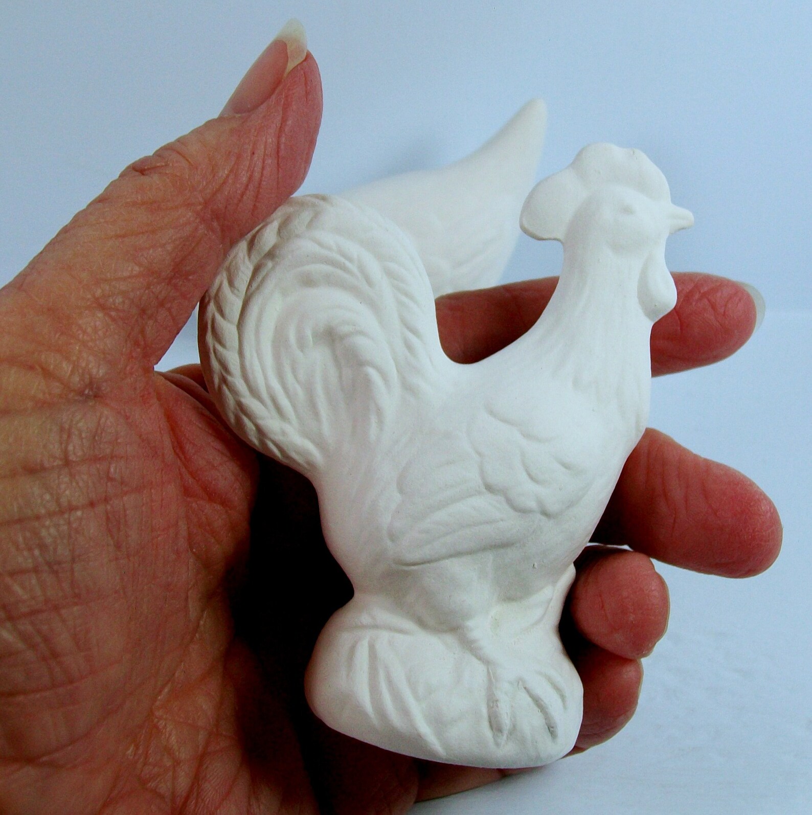 Unpainted Ceramic Rooster and Chicken Figurines / Bisqueware / Etsy
