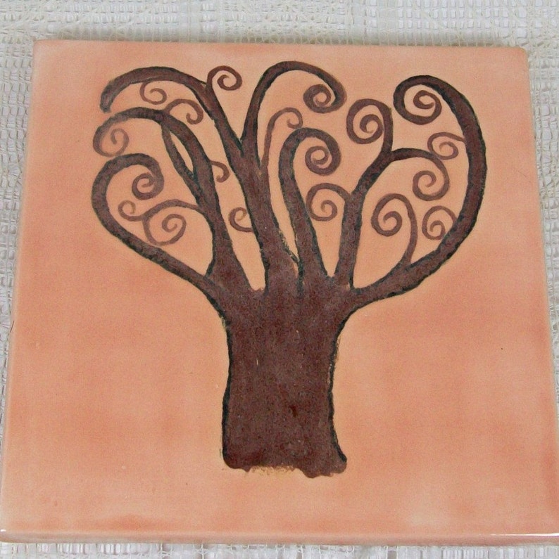 Tile Trivet / Kitchen Trivet with Tree / Wine Glass Coaster / Ceramic Trivet / Ceramic Coasters / Cup Coaster / Ceramic Spoon Rest image 2
