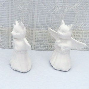 Ready To Paint Ceramic Cat Angel Figurines, Handmade Angel Cat Statues, Paint It Yourself, Unpainted Cat Memorial, Gift for Cat Mom image 4