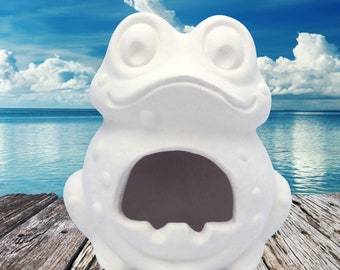 Handmade Unpainted Ceramic Bisque Frog Sponge Holder / Ready To Paint Frog Figurine / Frog Kitchen Decor /  Paintable Ceramics