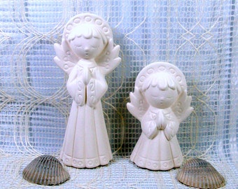 Unpainted Ceramic Angel Figurines / Bisque Angel Statues / Angel Decor / Angel Lover Gift / Ceramics to Paint / Ready to Paint / Paintable