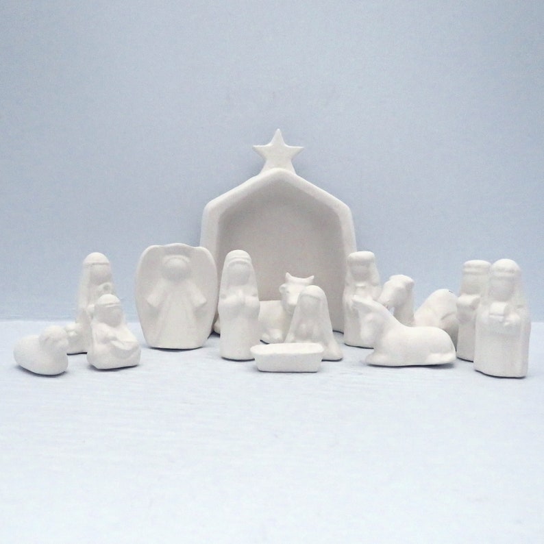Handmade Ceramic Nativity Set / Ceramic Bisque / Ceramics to Etsy