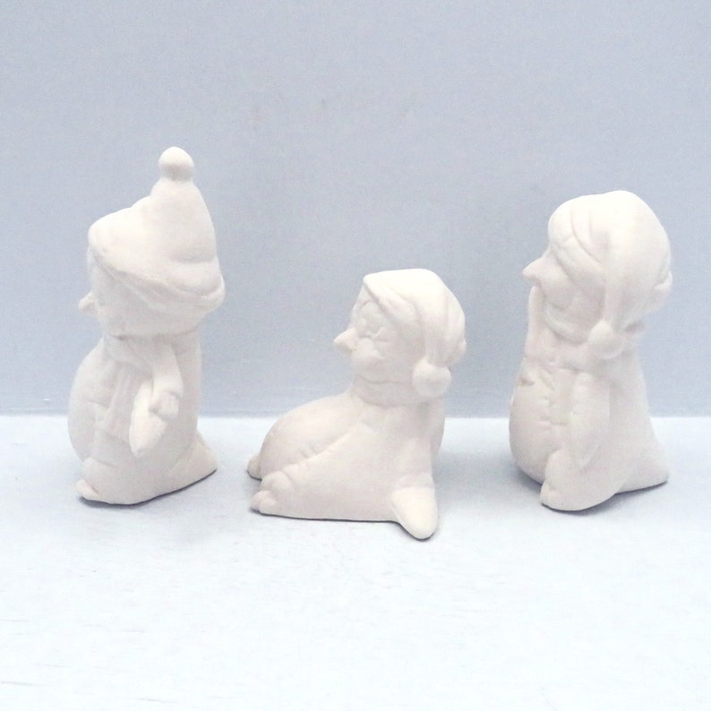 Handmade Ready to Paint Ceramic Winter Penguin Figurines, Unpainted Penguin Statues, Winter Decor image 3