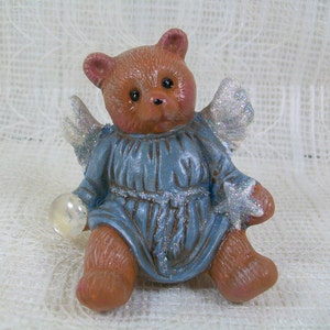 Handmade Ceramic Angel Bear Figurine, Bear Angel Statue, Moon Bear, Angel Gift, Baptism Gift, Christening Present, Angel Decor image 5