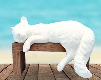 Handmade Unpainted Ceramic Sleepy Shelf Squirrel Statue, Woodland Ceramic Bisque to Paint, Ready to Paint Squirrel Figurine, Squirrel Gift