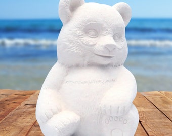 Handmade Ready to Paint Ceramic Panda Figurine / Unpainted Panda Statue / Paintable Ceramic Bisqueware / Panda Lover Gift / Panda Decor