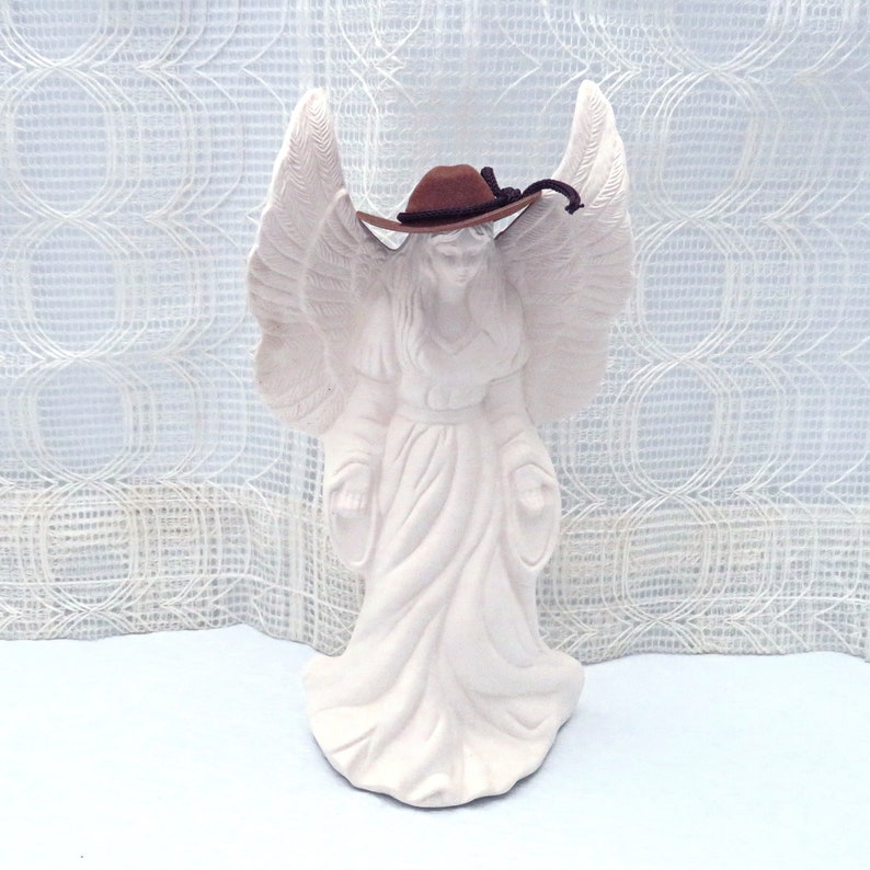 Handmade Standing Ready to Paint Ceramic Angel Figurine with Wings Out, Unpainted Ceramic Angel Statue, Angel Lover Gift, Angel Decor image 9