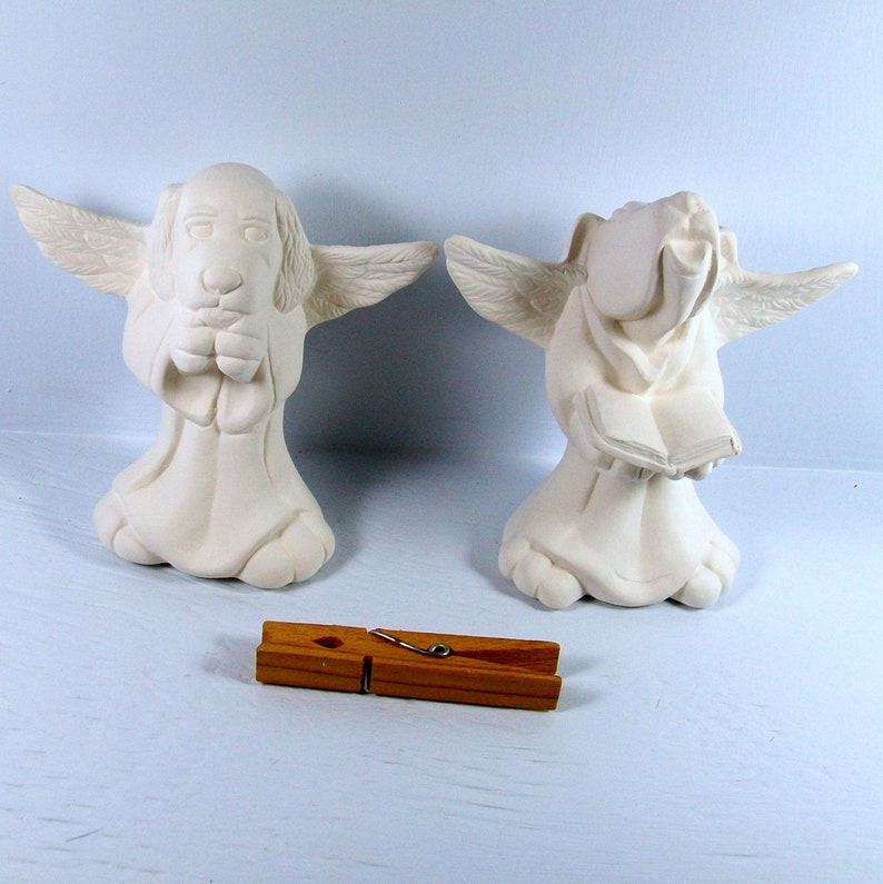 Ceramic Dog Angels / Ready to Paint Ceramics / Unpainted Etsy