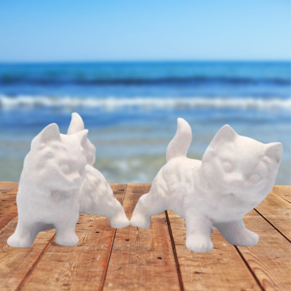 Handmade Ready to Paint Ceramic Standing Cat Figurines / Paintable Ceramic Kitten Statue / Ceramics to Paint / Unpainted Bisque / Cat Gift