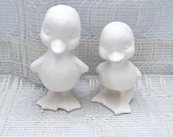 Ready to Paint Ceramic Duck Figurines, Handmade Unpainted Duck Statues for Duck Lover Gift, Activities for Kids or Adults