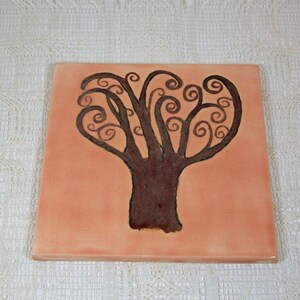 Tile Trivet / Kitchen Trivet with Tree / Wine Glass Coaster / Ceramic Trivet / Ceramic Coasters / Cup Coaster / Ceramic Spoon Rest image 1