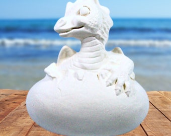 Handmade Ceramic Dragon Figurine / Unpainted Baby Dragon and Egg / Ceramics to Paint / Ready to Paint / Dragon Decor / Dragon Lover Gift