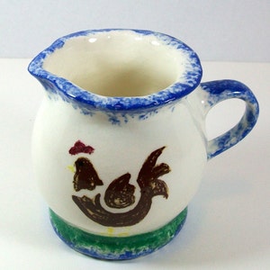 Handmade Ceramic Coffee Creamer, Rooster Creamer. White Cream Holder, Rooster Decor, Rooster Lover Gift, Rooster Gravy Boat
