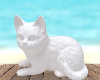 Ready to Paint Ceramic Bisque Cat Figurine, Ceramics to Paint, Paintable Cat Statue for Decor, Cat Gift for Cat Lover, Unpainted Bisque
