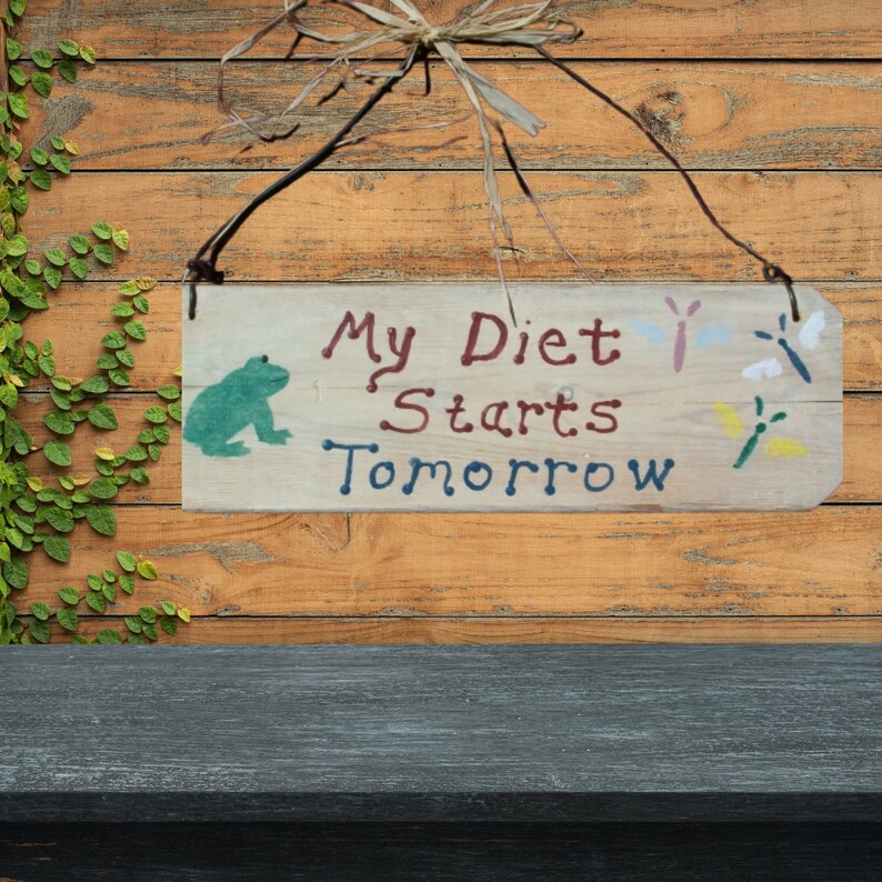 Wood Sign / Wood Wall Art/ My Diet Sign / Frog Decor, Rustic Wood Wall Art / Rustic Sign / Hand Painted Sign image 4