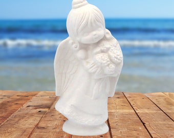 Handmade Ceramic Bisque Angel Figurine, Ceramics to Paint, Unpainted Ceramics, Ready to Paint Ceramic Angel Statue, Angel Gift, Angel Decor