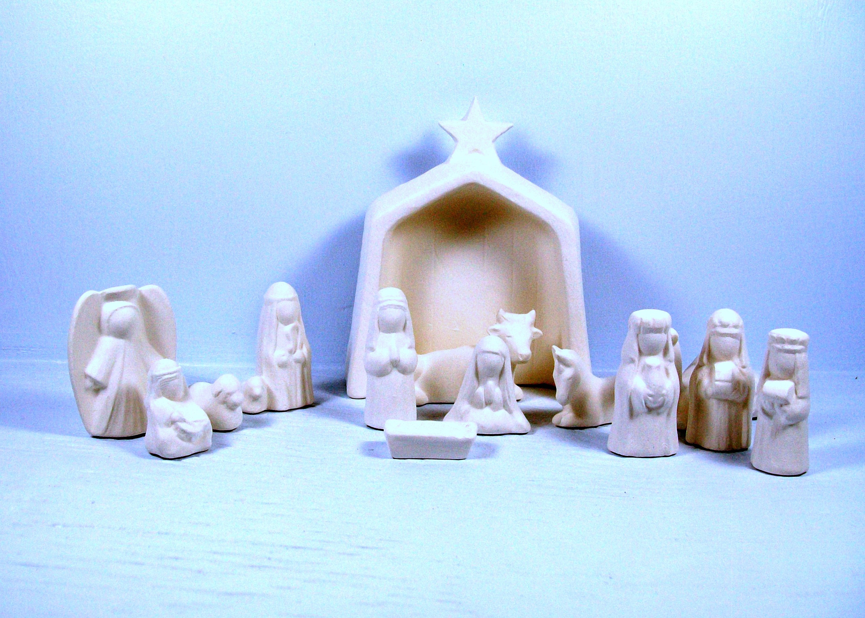 Handmade Ceramic Nativity Set / Ceramic Bisque / Ceramics to Etsy