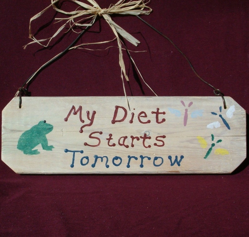 Wood Sign / Wood Wall Art/ My Diet Sign / Frog Decor, Rustic Wood Wall Art / Rustic Sign / Hand Painted Sign image 2
