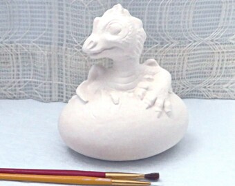 Handmade Ready to Paint Ceramic Dragon Figurine, Unpainted Baby Dragon and Egg, Ceramics to Paint, Dragon Decor, Dragon Lover Gift