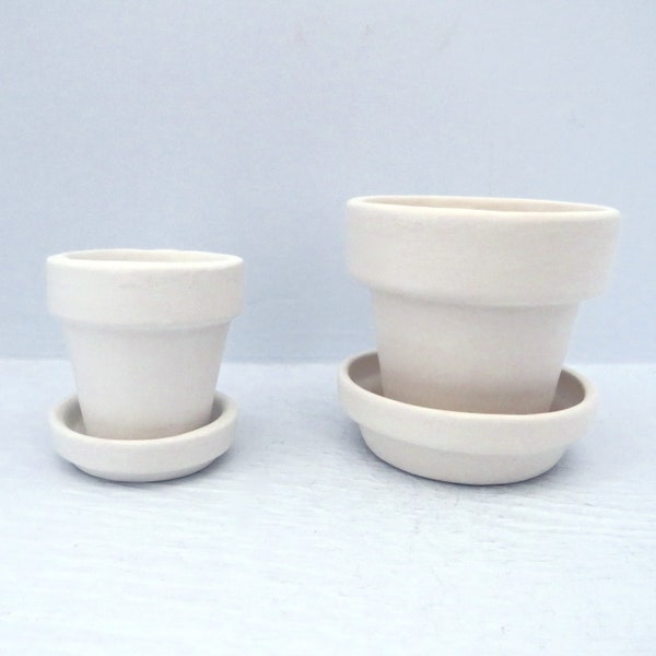 Ready to Paint Ceramic Pots for Gardening, Handmade Unpainted Ceramic Pots for Plants, Small Ceramic Pots to Paint, Paintable Ceramics