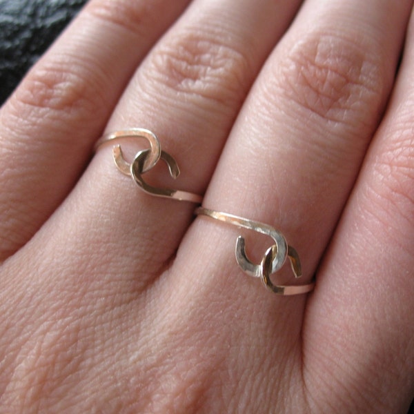best friends, TWO sterling silver intertwined rings, handmade, one just for you and one for your friend