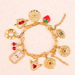 Build Your Own Custom Charm Bracelet, Custom Charm Bracelet, Pick Your Charms,Personalized Gold Charm Bracelet for Women, Personalized Gifts