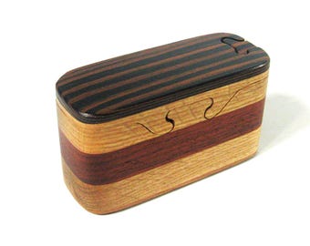 Ebony Swirl Puzzle Box Made of Four woods