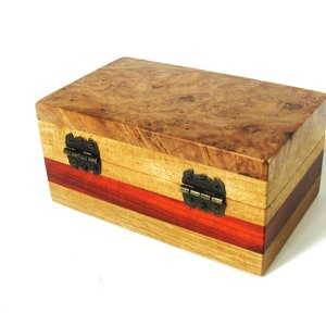 Large Maple Burl Wood Creature Treasure Box Made Of Five Woods image 7