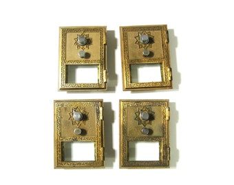 Four Grecian Style 1964 Post Office Box Doors With Combination Locks