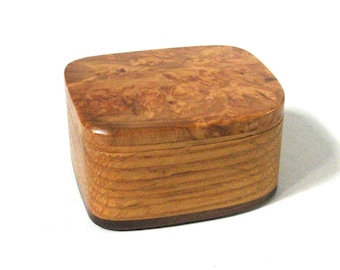 Maple Burl Wood Trinket Box Made Of Three woods