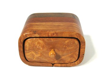 Maple Burl Treasure Drawer Box Made of Four Woods