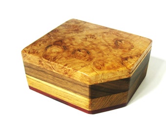 Maple Burl Treasure Box Made Of Four Woods