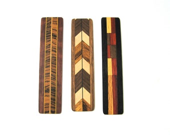 Set Of Three Bookmarks Made Of  Exotic Woods