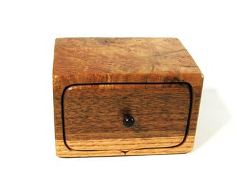 Puzzle Treasure Box With Two Drawers Made Of Three Woods Maple Burl  Hidden Compartment