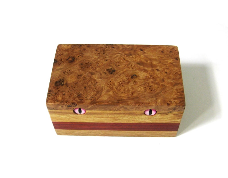 Large Maple Burl Wood Creature Treasure Box Made Of Five Woods image 4