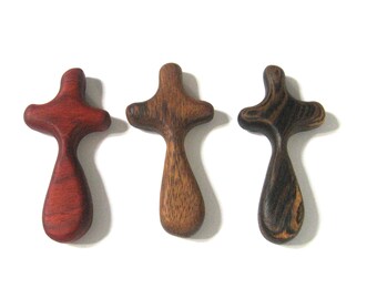 Set Of Three Exotic Hardwood Comfort Crosses